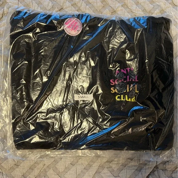 NWT DS Anti Social Social Club ASSC Black Hoodie Bat Emoji Style Size Small